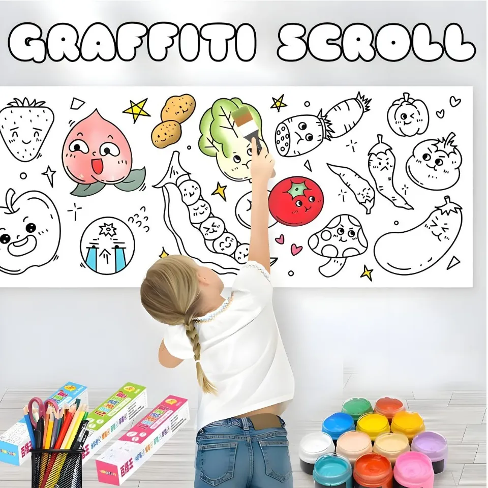 Children Coloring Paper Graffiti Scroll