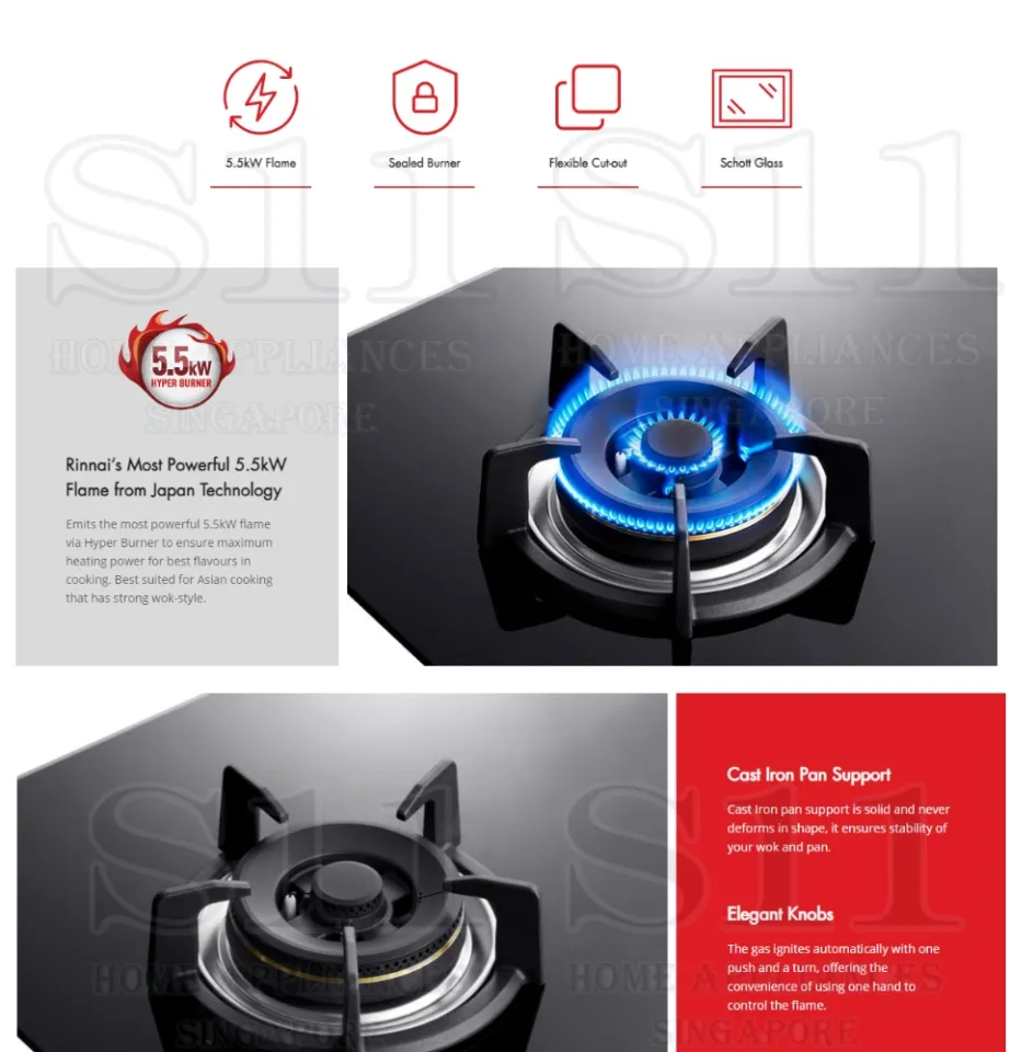 RINNAI RB92G 2 BURNER SCHOTT GLASS BUILT-IN GAS HOB - READY STOCKS u0026  DELIVER IN 3 DAYS | Lazada Singapore