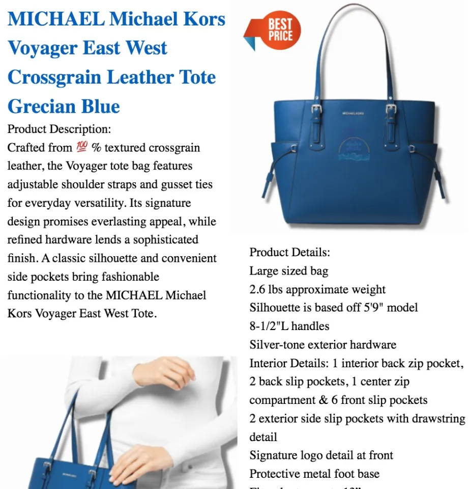 Michael Kors Voyager East West Crossgrain Leather Tote