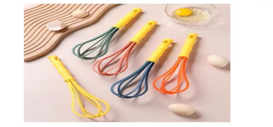 MEROTABLE Kitchen Silicone Whisk Non-Slip Easy to Clean Egg Beater Milk  Cream Frother Kitchen Utensil Silicone Egg Beater Baking Tools 