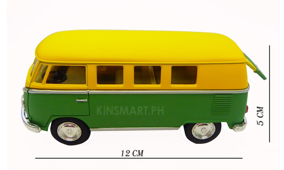 VW 1962 Die Cast Metal Camper Van Bus with Pull Back & Go Action Classic Model 13cm