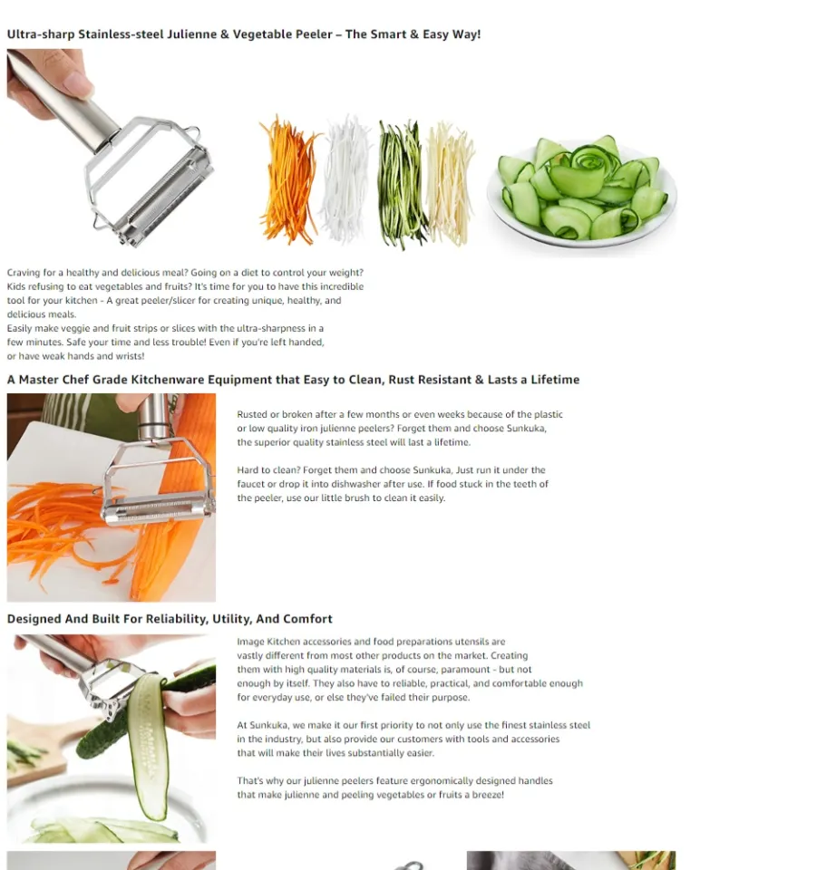 Sunkuka Julienne Peeler Stainless Steel Cutter Slicer with Cleaning Br —  CHIMIYA