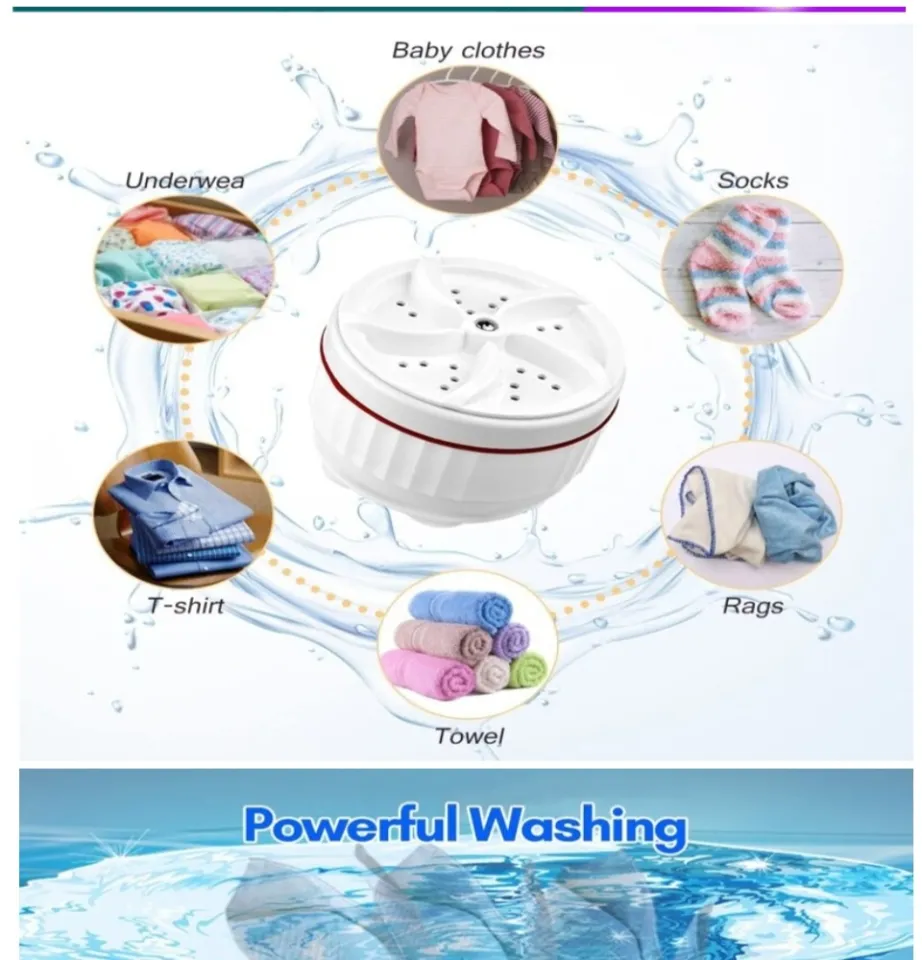 Mini Washing Machine Ultrasonic Turbine Washing Machine Portable Turbo Washer for Travel Business Trip or College Rooms