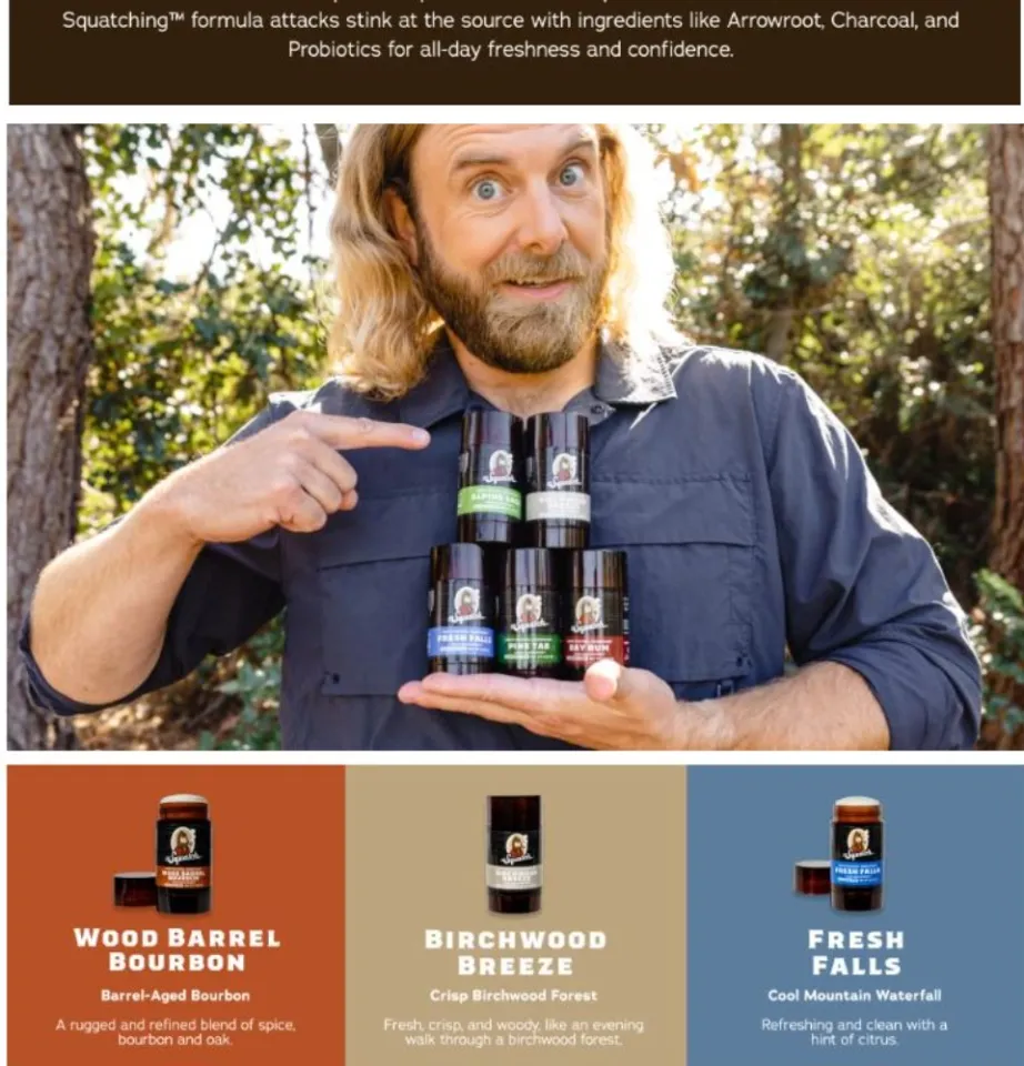 Dr. Squatch Deodorant Wood Barrel Bourbon 3pk Mens Natural 2.65oz No  Aluminum