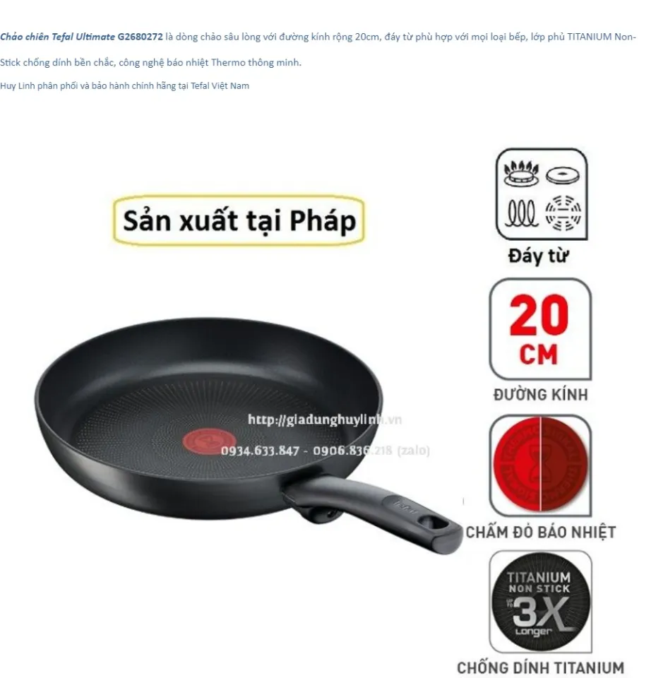 TEFAL Ultimate Non-stick Induction Frypan 20cm G2680272