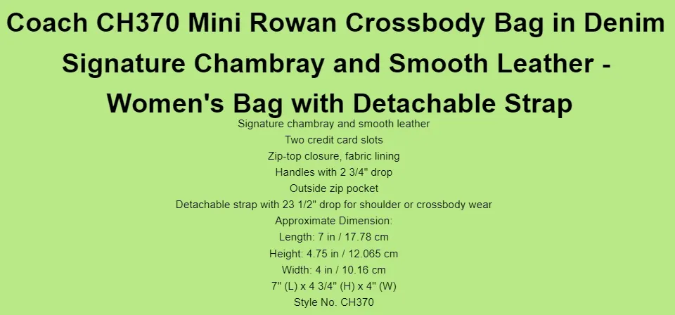 Coach CH159 Mini Rowan Crossbody Bag in Colorblock Sandy Beige Refined  Pebble Leather - Women's Bag with Detachable Strap
