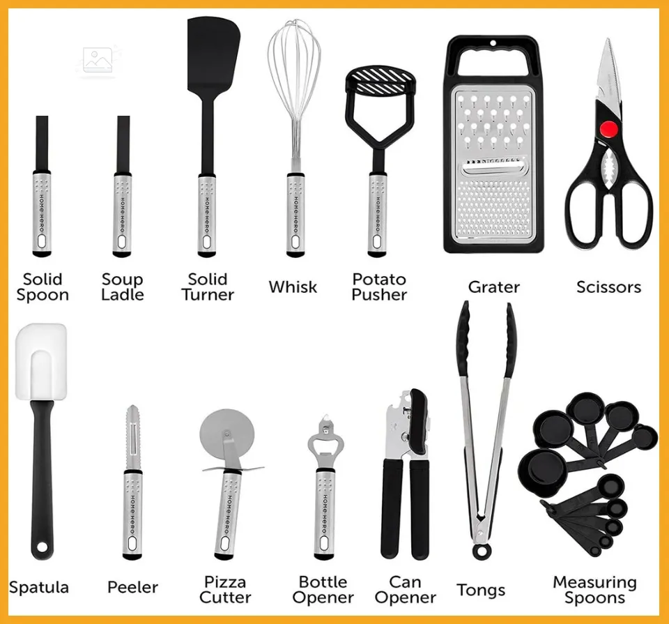 Home Hero - Kitchen Utensils Set, Cooking Utensils Set, Kitchen Essentials,  25 Pcs, Black 