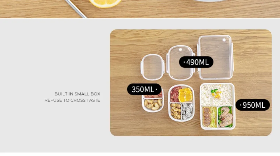 OLS Microwave Safe Lunch Box White Bento Box Removable Compartments  Minimalist Refrigerator Fruits Salad Rice Keep Fresh Storage Food Keeper  Heat Resistance