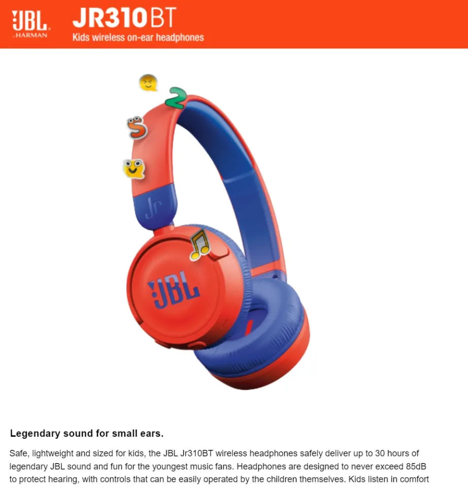 JBL Jr310BT  Kids Wireless on-ear headphones