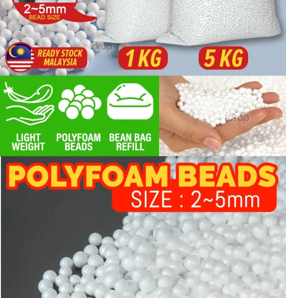 KLANG VALLEY ONLY) idrop [ 5KG ] Bean Bag Lightweight Polyfoam Foam Refill  Beads [ 2~5mm Bead Size ]