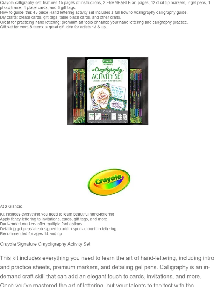 Crayola Signature, Crayoligraphy Hand Lettering Activity Set