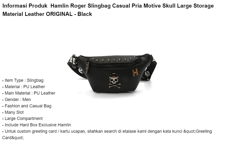 Shop Hamlin Roger Slingbag Pria Casual USB Port Motif Crocodile Material  Leather ORIGINAL - Black Bag