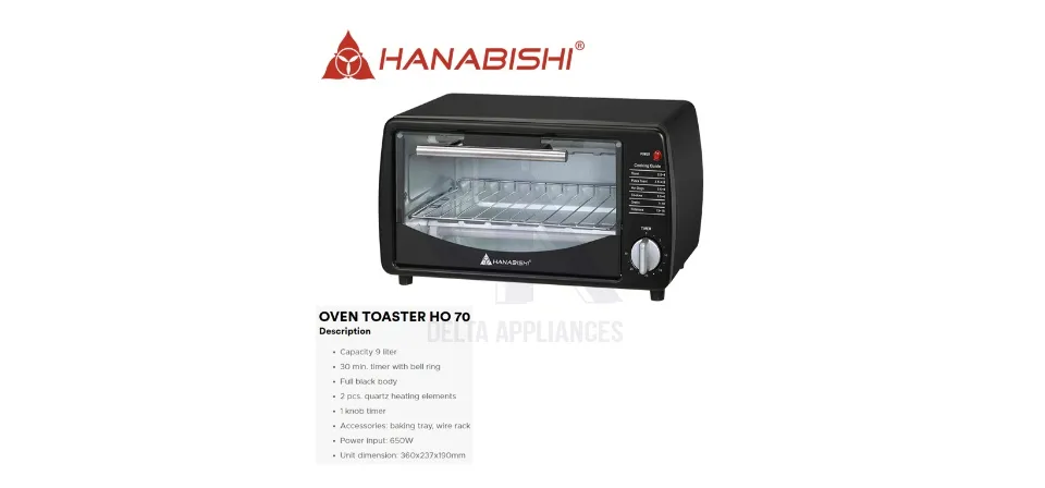 hanabishi oven toaster 9l