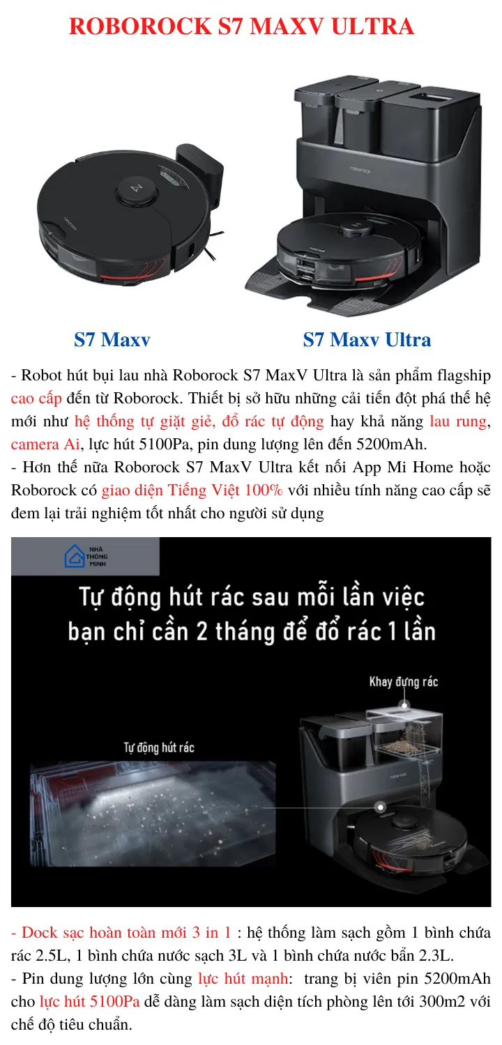 Robot Hút Bụi Lau Nhà Roborock S7 Maxv Ultra - Bản Quốc Tế , mới nhất 2022