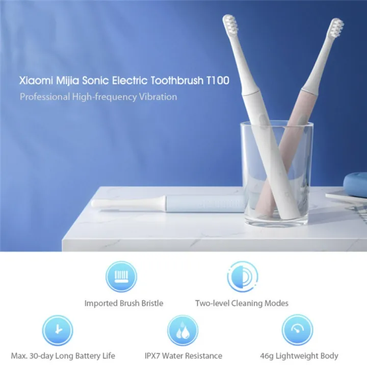 Xiaomi Mijia Electric Toothbrush T100 Sonic Electric Tooth Brush Replacement Head MES603 USB Rechargeable 2 Mode IPX7 USB Charging