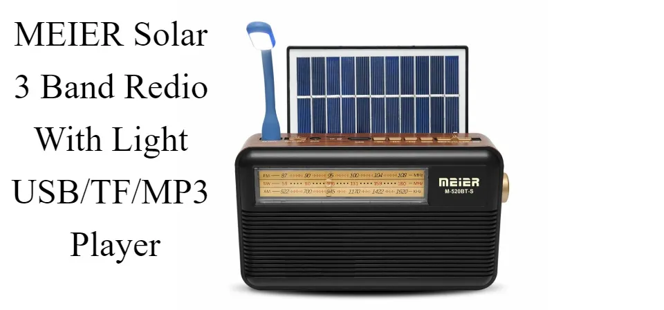 MEIER Solar FM/AM/SW 3 Band Redio With Light Rechargeable Radio With USB/SD/TF Mp3 Player