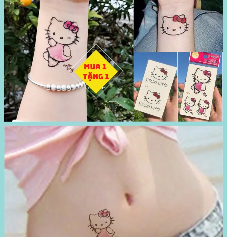 Hình Xăm Dán Tạm Thời Chống Thấm Nước Hình Mèo Hello Kitty Dễ Thương   Shopee Việt Nam