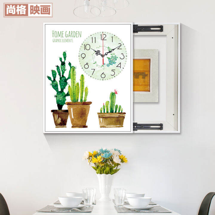 Electric Meter Box Decorative Painting with Clock Vertical Blocking Box