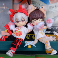 Ob11เสื้อผ้าเด็กชุดลูกแมวจับปลาชุดตุ๊กตา MOLLY เสื้อผ้าธรรมดา BJD GSC 12จุด