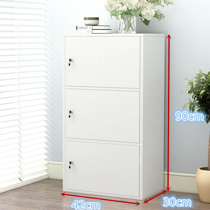 Bookcase with Lock and Door Floor Standing Storage Corner