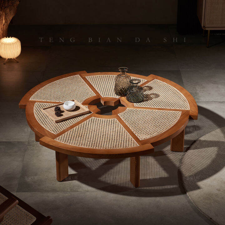 Nordic Modern Minimalist Rattan round Coffee Table Japanese round