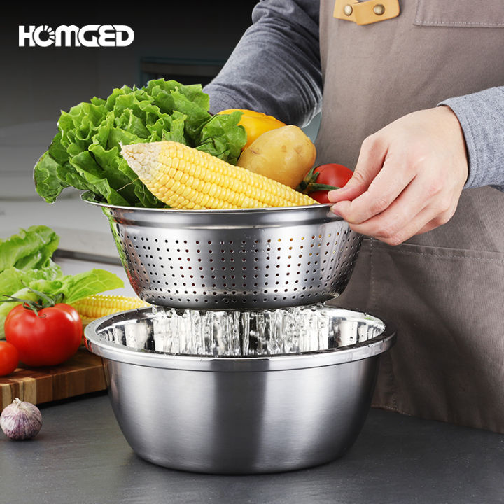 304 Stainless Steel Basin Vegetable Basin Drain Basket Vegetable Basin ...