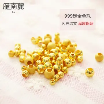 24K Pure Gold Bead Round Spacer Beads 999 Gold for Bracelet