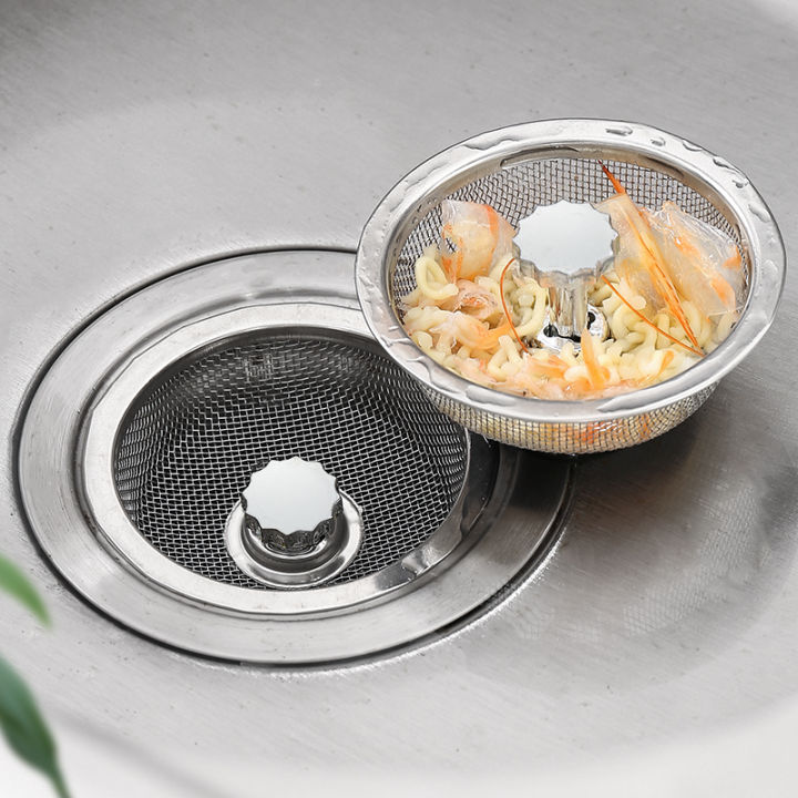 ท่อระบายน้ำขยะใช้ทั่วไปสำหรับอ่างน้ำในห้องครัวตะแกรงกรองฝาปิดกันกลิ่นตะแกรงกรองอ่างล้างจานสแตนเลส