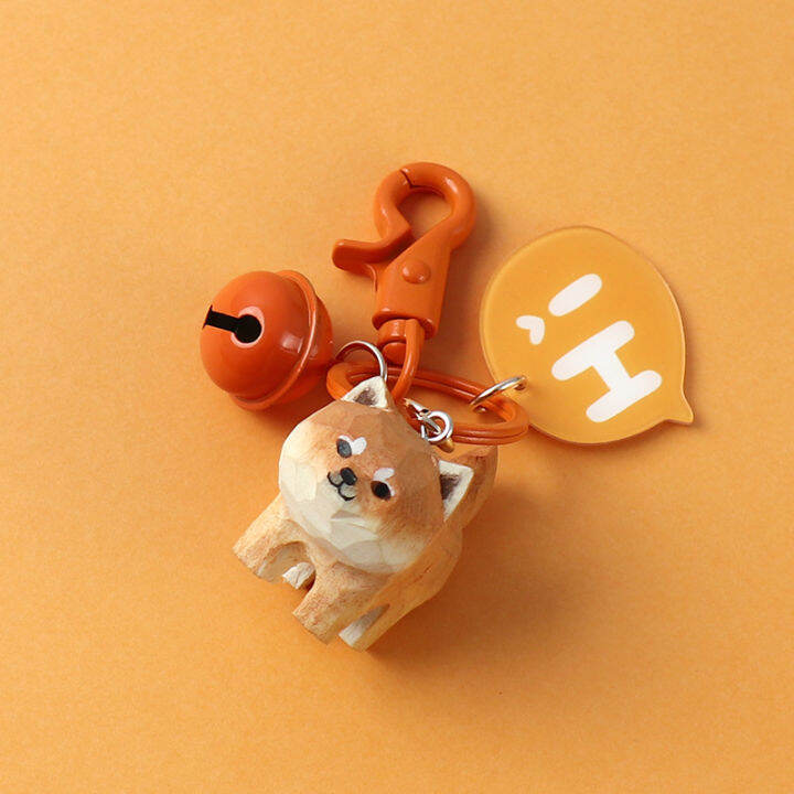 Wood Carving Akita Dog Car Keychain Girl Cute Creative Couple Gift