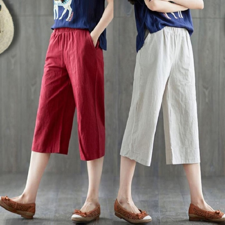 Summer Women's Pants Cotton Linen Large Size Casual Loose Ankle