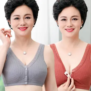 Fashion Women's Bra Front Button Cotton Vest-type Middle-aged And Elderly  Bras Large Size Without Steel Ring Seamless Underwear - AliExpress