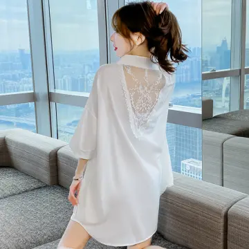 Váy Ngủ Lụa Xẻ Hông Trắng Cao Cấp Sexy MS1136  MEWSexy