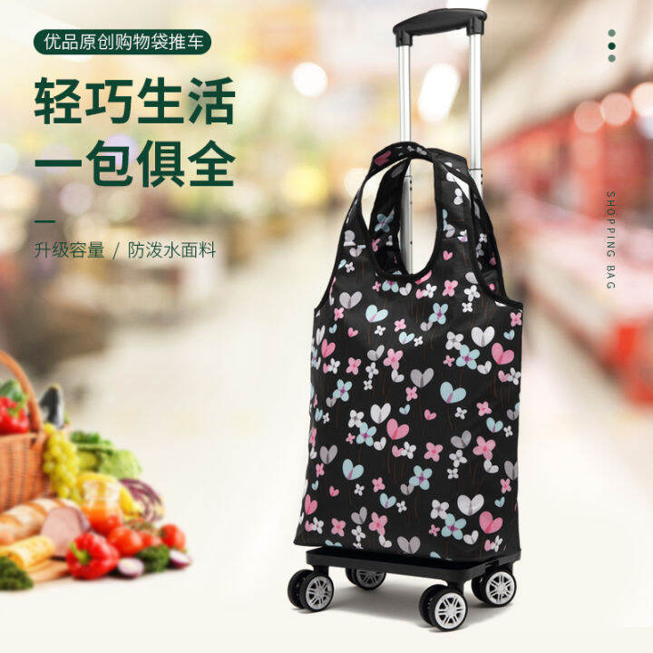 Foldable Shopping Bag Universal Wheel Elderly Grocery Shopping Luggage
