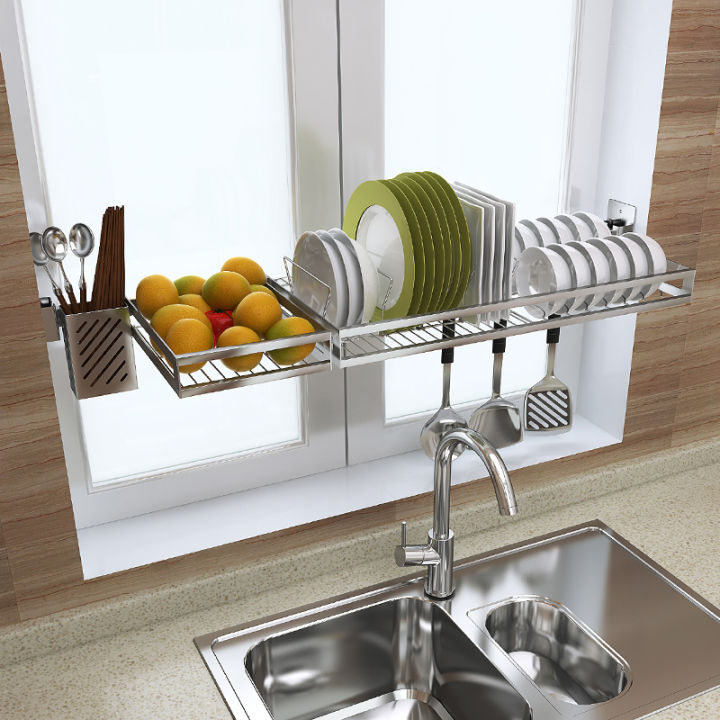 Kitchen Rack Wall-mounted Stainless Steel Draining Bowl Rack