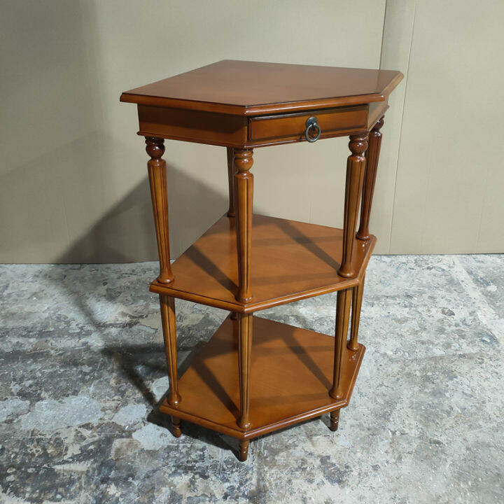 Solid Wood Corner Storage Rack Living Room Tripod Storage Shelf Simple