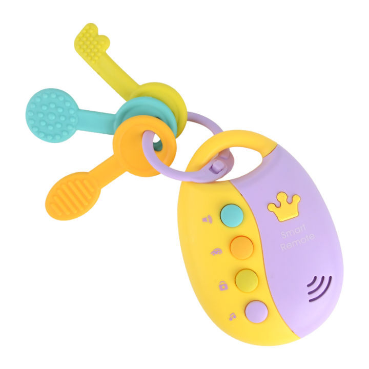 รีโมทคอนโทรลกุญแจรถจำลองสำหรับเด็กของเล่นเสริมพัฒนาการมีเสียงและแสงสำหรับเด็กทารกอายุ6-24เดือน