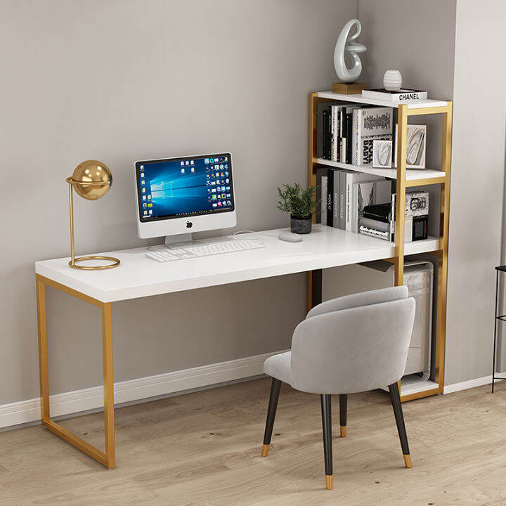 Light Luxury Desk Bookshelf Integrated Combination Solid Wood Paint