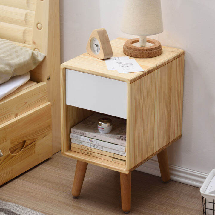 Solid Wood Bedside Table Small Narrow Minimalist Extremely Narrow ...