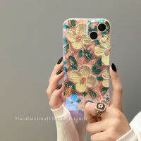 เคสโทรศัพท์มือถือลายดอกไม้พลอยเทียมแสงสีฟ้าแบบอินสตาแกรมเหมาะสำหรับ iPhone 13เคสนิ่มแบบใหม่สำหรับ iphone13promax 13pro เคสหุ้มทั้งเครื่องกันกระแทกลายภาพสีน้ำมันไอเดียสร้างสรรค์แบบผู้หญิงสำหรับ12 11 x XR xsmax x แฟชั่น