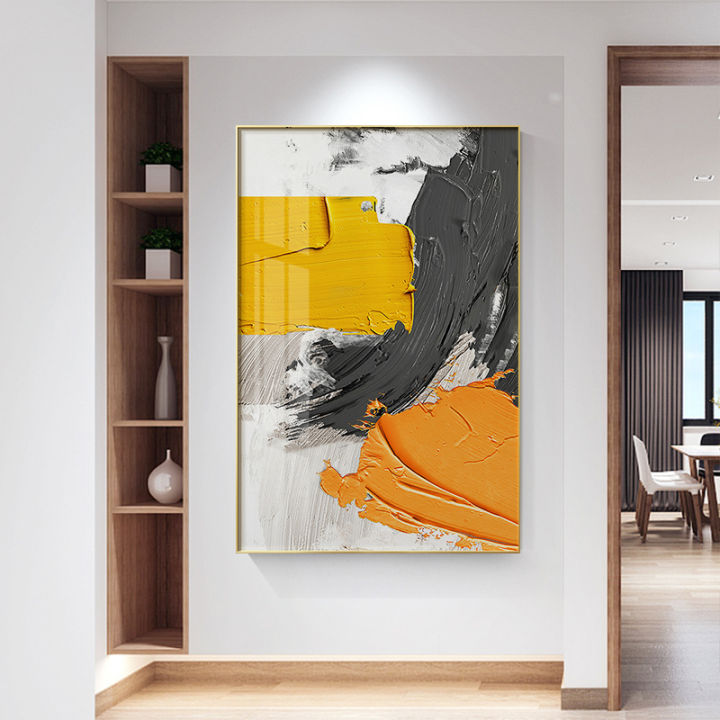 Abstract Texture Hallway Decorative Painting Orange Door-to-Door