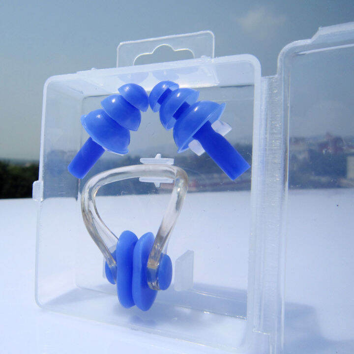 Swimming Nose Clip Earplugs Set AntiChoke Universal Boxed Silicone