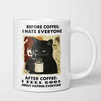 CAT drink Coffee รู้สึกดีมากแก้วแมวดำแก้วมัคเซรามิกแก้วกาแฟแมวดื่มแก้วน้ำ