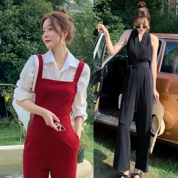 2023 Fashion Red Long Jumpsuit For Women Summer New High Waist Slim Fit  Wide Leg Pants Female Clothing Sexy Deep V-neck Jumpsuit - AliExpress