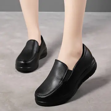 All black non store slip work shoes