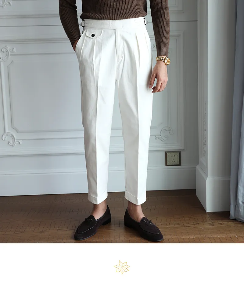 Men's Casual Cotton Loose high waist Fashion Business Pants For