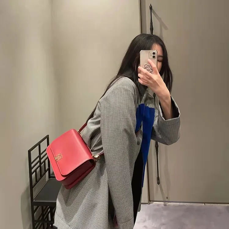 Messenger Bag 2021 New Trendy Liu Wen Same Style Genuine Leather