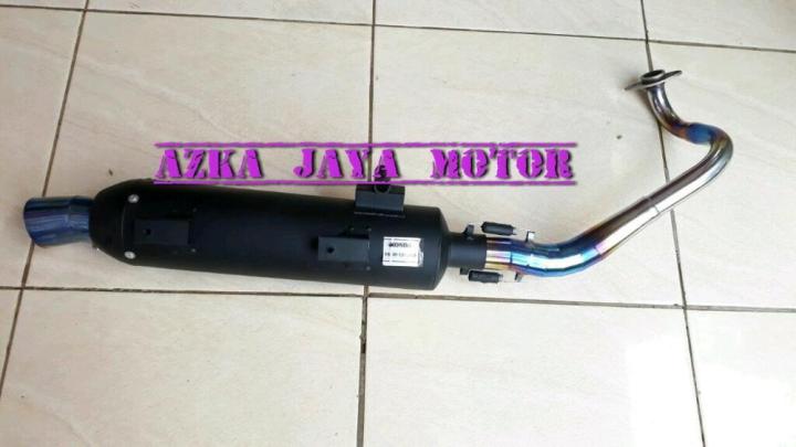 Knalpot Racing Bobokan Honda Vario 150 Vario 125 Led Leher Pelangi Biru Plus Moncong Knalpot 3352