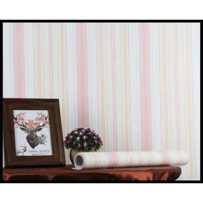 Wallpaper Sticker Dinding Motif Garis Pink10m X 45Cm Lazada Indonesia