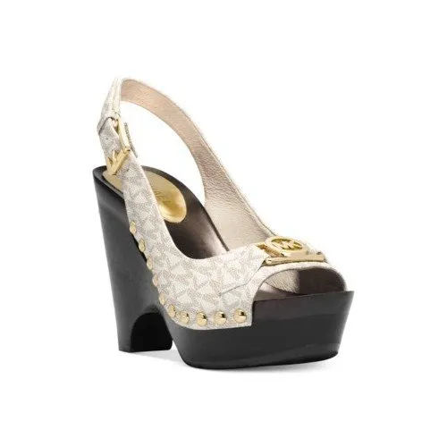 MICHAEL Michael Kors Charm Sling Platform Pumps - Beige | Lazada Indonesia