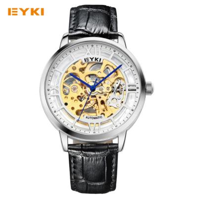 เป็นทางการสุดหรูยี่ห้อ EYKI สูงสุดสายหนังนาฬิกาผู้ชายนาฬิกากลไก Sskeleton อัตโนมัติ